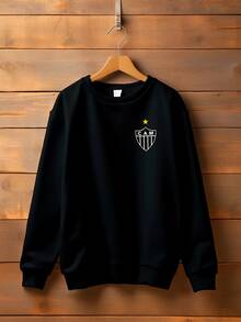 Blusa de Frio Moletom Gola Redonda Flanelado Time Atlético Mineiro Moletom Feminino e Masculino - Preto - Visão 1