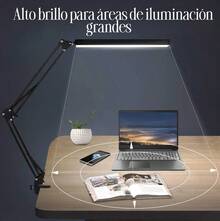 Lámpara de Computadora Ajustable LED Abrazadera Y Adaptador USB Regulable Brazo Oscilante Cuello De Cisne Flexible Cuidado De Ojos Brillo Continuo La Herramienta De Iluminación Definitiva Para Profesionales Exigentes Luz Para Mesa  LAMPARA MESA blanco - X3-17966-blanco - Ver 7