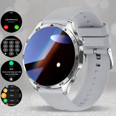 2026 New Round Silicone Smartwatch Band For Men & Women, Elegant Sports Smart Watch With Call Function, Pedometer, Calorie Counter, Multi-Sport Modes, Incoming Call/Message Alerts, Full-Screen Touch For Android/IOS, Exquisite Gift