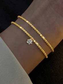 1pc 1 Carat Classic 6-Prong Moissanite Diamond Bracelet, 925 Sterling Silver, Shiny & Elegant Women's Bracelet, Exquisite Jewelry Gift For Ladies, Christmas Gift