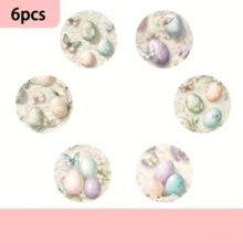 4/6 piezas (con/sin soporte) Juego de posavasos de madera con diseños de elementos de Pascua, mariposa y floral, adecuado para patio, cocina, sala de estar, decoración de mesa para reuniones en el hogar, mejor regalo de Pascua, Día de San Valentín de primavera para amigos y familiares