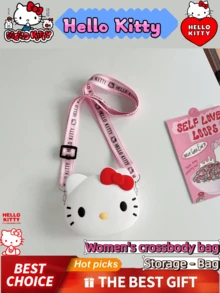 SANRIO Túi chống thấm nước, 12*11 cm/4.7*4.5 inch - Túi đựng mỹ phẩm/ví có dây đeo vai nhẹ, có thể điều chỉnh, ví nữ chống trộm dễ thương, túi đeo vai nữ, dùng hàng ngày/du lịch (Hồng/Trắng) - Quà tặng ngày Valentine, túi đặc biệt cho nữ dịp tựu trường, quà tặng dự tiệc - Nhiều màu - Xem 7