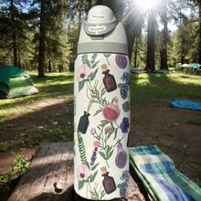 0WAL'A 32oz This Insulated Water Bottle Is A Convenient And Practical Car Cup, Featuring A Stylish Design And Adorned With Beautiful Floral Patterns. Suitable For Both Hot And Cold Beverages, Including Coffee, It Comes With A Leak-Proof Lid And Straw, Making It Ideal For Sports And Fitness Activities. This Durable Travel Mug Is Available In A Variety Of Colors - trắng - Xem 2