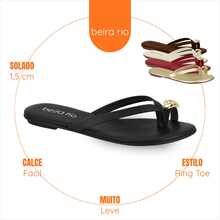 Beira Rio Napa Ring Toe Flat Sandal - Black - View 3