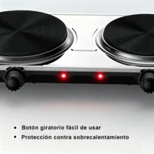 El horno eléctrico de dos cabezas, el circuito eléctrico de dos cabezas de 2000 W, la carcasa de acero inoxidable resistente a altas temperaturas y fácil de limpiar, el control de temperatura preciso con mando giratorio independiente, adecuado para uso doméstico en cocina y acampada al aire libre, admite varios tipos de cacerolas para calentar, cocer y freír. - Tipo de Enchufe A USA (110-127V) - Ver 6