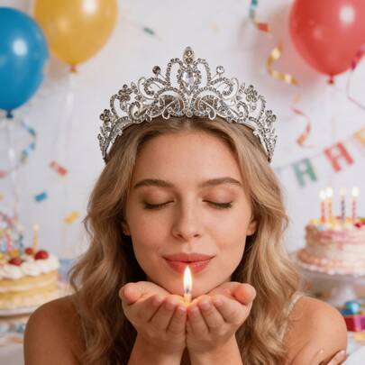 1pc Fashion Princess Headband Crown, Rhinestone Hairband Designed For Women, Suitable For Birthday, Party, Wedding, Bride To Be, Tiara, Crowns, Headpiece, Costume Crown, Hair Garland, Head Wreath, Accessories