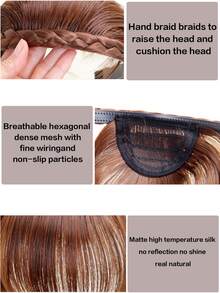 Peluca con diadema integrada de 9 pulgadas con flequillo, extensión de cabello para mujeres, tapa de cabello invisible y sin costuras para cubrir canas - Multicolor - Ver 4