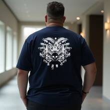 camiseta plus size Caveira Esqueleto malha premium - Azul Marinho - Visão 1