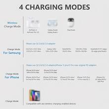 Almohadilla de carga inalámbrica de 15W, cargador inalámbrico ultradelgado 2 en 1, compatible con iPhone y Galaxy S21/S20, compacto y portátil - Negro - Ver 5