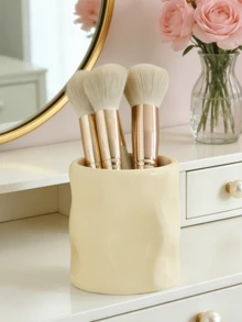 1 hộp đựng cọ trang điểm bằng nhựa hình dáng bất đối xứng, hình bình hoa không đối xứng với bề mặt dập nổi không đều, vật trang trí bàn làm việc đa chức năng, bình hoa mini kiêm hộp đựng đồ, thích hợp cho phòng khách, phòng ngủ và văn phòng (màu trắng và tím), trang trí phòng trang điểm. - Nhiều màu - Xem 2