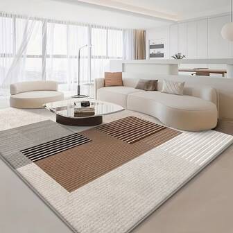 1 pieza Alfombra de área de 850 g/m² con patrón geométrico abstracto de terciopelo, alfombra suave y lavable de estilo bohemio con parte inferior antideslizante para sala de estar, dormitorio, oficina, diseño vintage grande