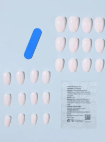 24pcs/Set Short Oval Glossy Nude Color Press-On Nail Stickers, Macaron Candy Colors Full Cover Acrylic False Nails, Suitable For Women And Girls For Daily Work, Study And Party Use Nail Supplies - Apricot - View 3