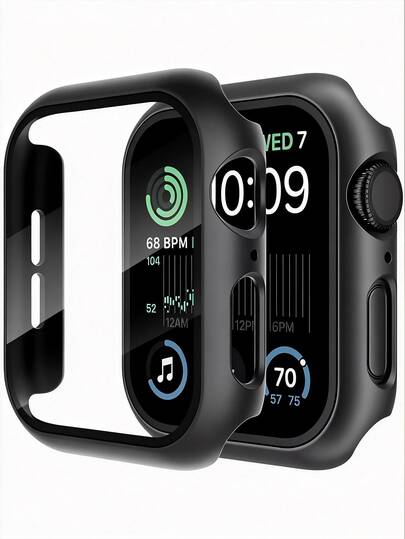 1 pieza Funda con protector de pantalla de vidrio templado compatible con Apple Watch Series 9 8 7 6 SE 5, compatible con accesorios de de 45mm, 44mm, 41mm, 40mm, 42mm, 38mm