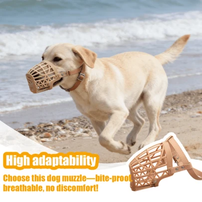 Plastic Pet Muzzle: Available In Seven Sizes, Bite-Proof And Adjustable, Crafted From High-Quality Plastic, Foldable . It Is Ideal For Outdoor Trips, Effectively Preventing Dogs From Harming Or Disturbing Others, As Well As Stopping Them From Snatching Harmful Food Outside.