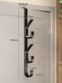 1pc/2pcs Carbon Steel Over-The-Door Hook - Heavy Duty Metal Multipurpose Towel Rack | Space-Saving Vertical Design Storage Hanging Hook Rack | Bathroom Over-The-Door Towel Hanger, Titanium Color, No Drilling Required, Suitable For Bedroom - Multicolor - View 11