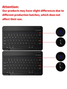 Wireless Bluetooth Keyboard Case With Pencil Holder Slot For Samsung Galaxy Tab, IPad, Redmi Pad SE - Ultra-Thin Lightweight Folio Stand Protective Cover (Black)