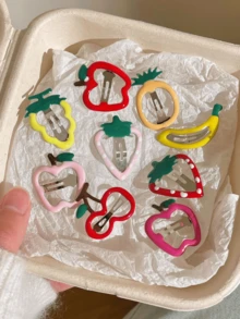 9pcs Cute Candy-Colored Clips, Fruit Hairpins, Hairpins, Hair Accessories, Sweet Cartoon BB Clips, Side Clips - Multicolor - View 5