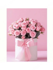 2-In-1 Round Flower Box With Lid, Floral Foam Material, Suitable For Flower Arrangement, Stackable, Ideal For Mother's Day Bouquet Gift Set, Surprise Love Gift Box, Warm Rose Flower Box Packaging, Suitable For Carnations, Tulips And Roses, DIY Valentine's Day Gift, Happy Valentine's Day, Valentine's Confession Day, Galentine's Day, Holiday Gift - Multicolor - View 2
