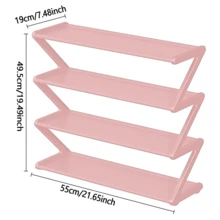 1pc 4-Tier Z-Shaped Shoe Rack, Plastic Floor Standing Storage Shelf, Multi-Function High Capacity Storage Rack, Easy To Assemble Floor Standing Organizer, Suitable For Living Room, No Tools Required, Stackable, Essential For Home And Dorm, Space Saving, Applicable For Hallway, Wardrobe, Living Room, Bedroom - Multicolor - View 5