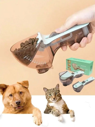1pc Pet Measuring Scoop, Cat Dog Food Scoop, Adjustable Pet Treat Dispenser Scoop, Made Of PP Material, Available In Different Sizes, Helps Provide Proper Food Portions For Healthier Feeding Of Household Pets