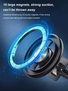 Suport auto MagSafe din aliaj de aluminiu – Adsorbție magnetică puternică, rotație la 360°, design compact care nu blochează orificiile de ventilație, cataramă cu cârlig pentru instalare stabilă, compatibil cu iPhone 12/13/14 și toate smartphone-urile