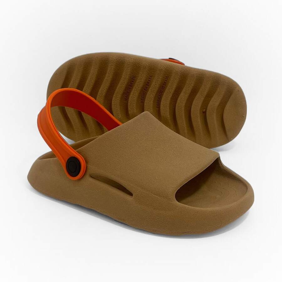 Boys' 2-In-1 Cloud Flip-Flops With Strap – Lightweight, Non-Slip And Comfortable - 卡布奇諾/柳橙汁 - 查看 1