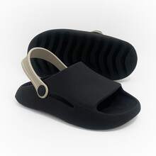 Boys' 2-In-1 Cloud Flip-Flops With Strap – Lightweight, Non-Slip And Comfortable - 黑白 - 查看 1
