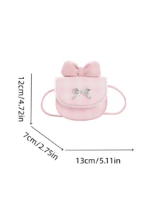 1个女童格子蝴蝶结蕾丝边PU磁扣时尚斜挎包，适合日常四季使用 - A - 查看 4