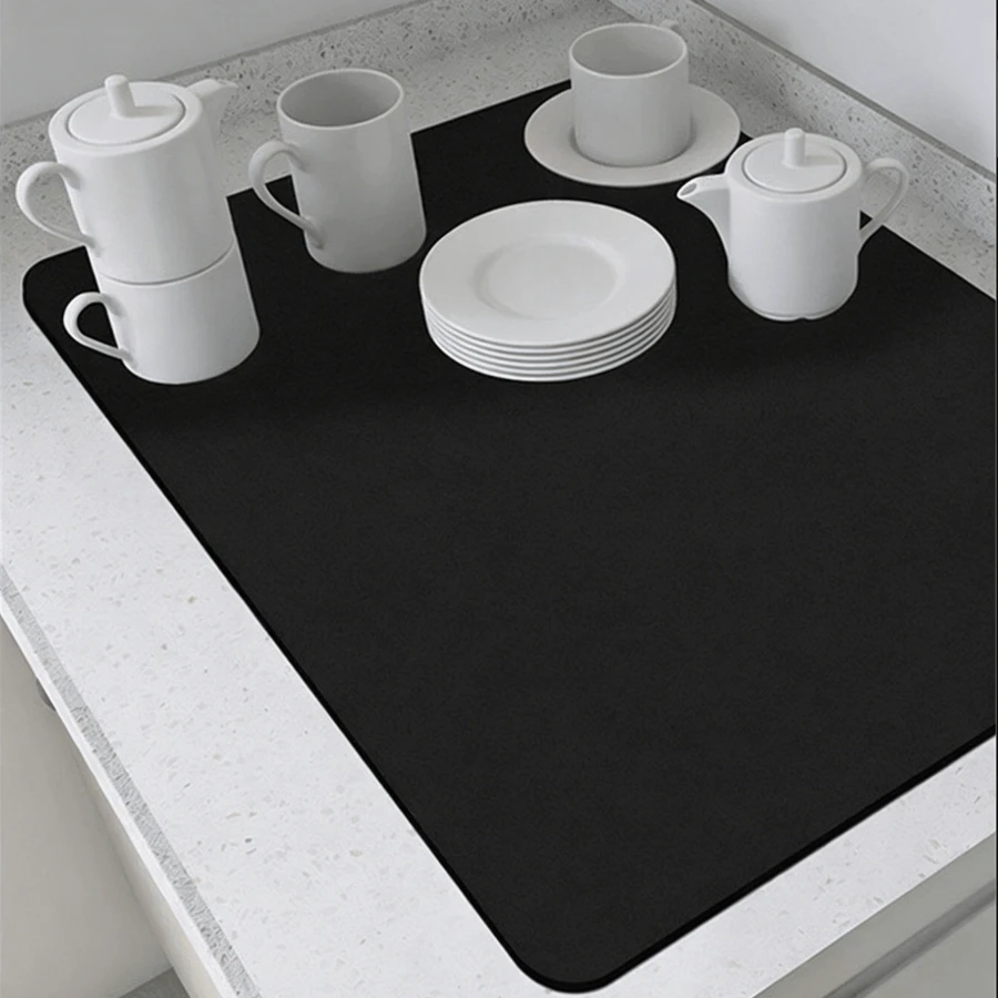1 pièce Tapis de cuisine en silicone résistant à la chaleur et en diatomite, tapis absorbant antidérapant, set de table isolant, dessous de verre avec ventouses, tapis pour machine à café, tapis de salle à manger, tapis pour évier, tapis de bar à café, tapis pour animaux de compagnie, accessoire de cuisine pour la maison