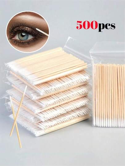 100/200/300/500/2000/5000pcs Double-Ended Nail Polish Remover Sticks, Small Dual-Tip Eyebrow Makeup Remover Tools, Approx. 100pcs/Pack (Packaged As 1/2/3/5 Packs)