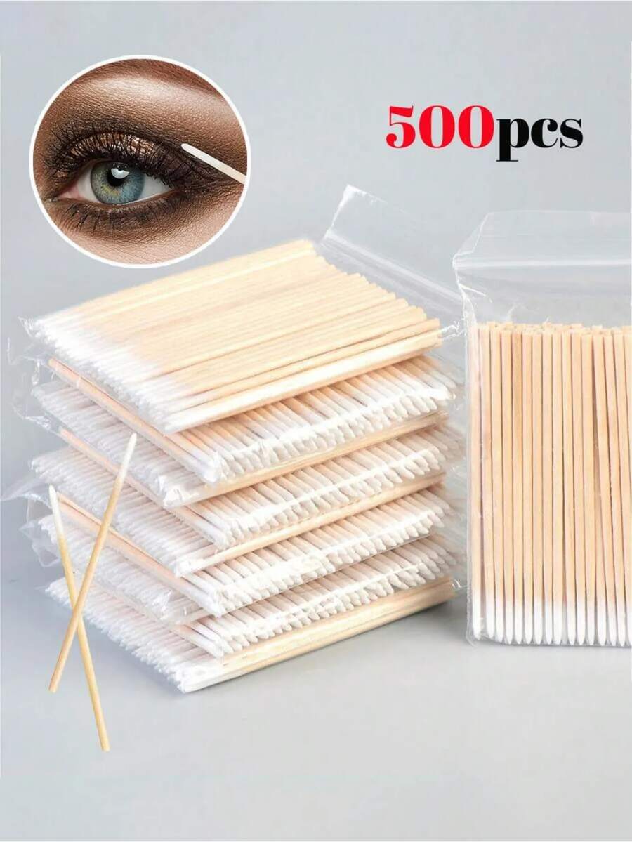 100/200/300/500/2000/5000pcs/10pcs 雙頭指甲油棉片，小型雙頭眉毛彩妝擦拭工具，約 100pcs/包 (包裝方式：1/2/3/5 包)