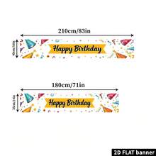 2D立体生日快乐桌旗,饰有气球图案、彩色纸质图案和1-10数字印花,涤纶材质,易于清洁的长方形桌旗,适合生日派对装饰 - 彩色 - 查看 6