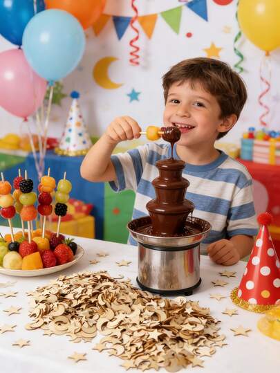 200个彩绘木质月亮和星星形状摆件，儿童手工工艺品，节日桌面装饰，中秋节闪亮星月装饰品，适合节日和派对