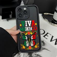 Compatible con Apple 17Pro/17ProMax/17/Air/16/16e/16Pro/16ProMax/16Plus/11/12Mini/13Mini/15ProMax/15Pro/15Plus/14Pro/14ProMax/14Plus/12Pro/12ProMax/13Pro/13ProMax,Galaxy S25+/S24 Ultra/S23 FE/A55/A54/A35/A34/A32/A22/A15/A12/A06/A05/A04E/A04/A03/A02/M15/M145G, con el encantador patrón Texto y mariposa de México, Funda de teléfono de parachoques suave a prueba de caídas, Todo incluido,Anti-deslizante -- Esta Funda es Ideal Para Uso Diario y También un Regalo Perfecto Para Amigos o Pareja! - Negro - Ver 5