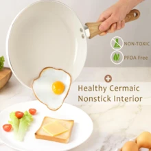 6 Pcs White Nonstick Cookware Set, Pots And Pans Set Non Stick With Glass Lid, Induction Cookware - trắng - Xem 4