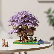Cherry Blossom Tree House Building Blocks Set, Large Scenery Architecture Model, DIY Assembly Desktop Decor Ornament, Premium Collectible Gift For Building Enthusiasts - Multicolor - View 9