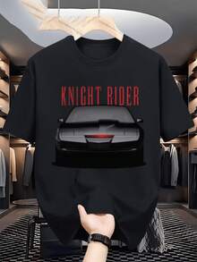 Men'S Knight Rider TV Show KITT & Michael Knight Retro 80s Vintage Car Graphic T-Shirt - Officially Inspired Michael Knight & KITT Design - màu đen - Xem 2