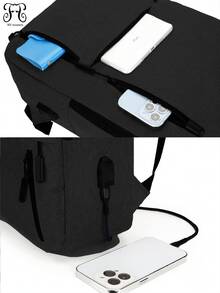 Mochila doble para hombres con patrón de Ramadán, adecuada para la escuela, viajes de negocios, ir y venir del trabajo, viajes, compras, almacenamiento conveniente - Negro - Ver 4