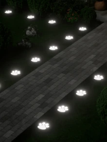 4个太阳能狗爪LED灯，爪印造型太阳能户外灯，带智能传感器，适用于猫狗、宠物花园小径的景观照明，暖白/白光LED，可爱爪印设计，适合宠物爱好者 - 彩色 - 查看 11