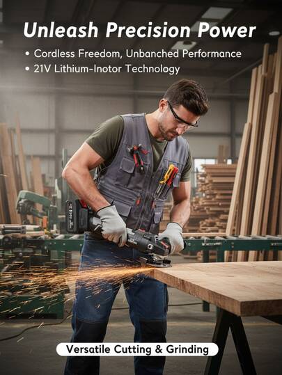 一套可充电多功能手持式角磨机套装，包含配件，适用于角磨机、磨刀器、抛光机、手动研磨机、研磨机、汽车抛光机，配件齐全，适用于金属和石材研磨，是工业电动工具、家庭DIY电动工具、家居装饰、汽车维修、木工、金属加工等领域的理想选择。