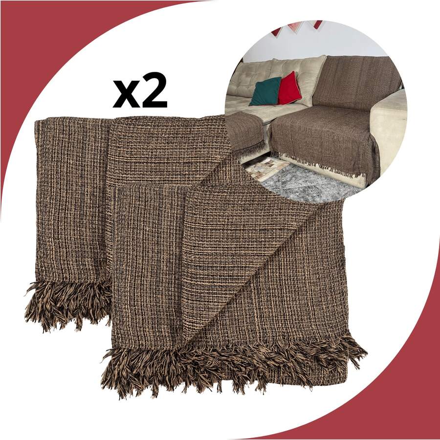 Kit 2 Mantas para Sofá Luxo Gigante 120x210 Capa De Sofá Protetora Decorativa
