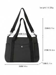 Multi Pocket Tote Bag For Women Canvas Bag With Handle Bag Large Capacity Purse Reusable Handbag, Canvas Tote Bag, Perfect For Daily Use And Travel, Tote Bags For Students, Multiple Compartments, Perfect For Beach IK41 - màu đen - Xem 7