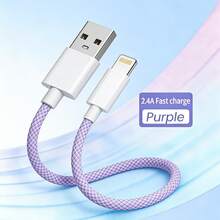 编织快充USB数据线，兼容 11/12/Mini/13/14/Pro Max/X/XR/XS/6/6S/7/8 Plus/SE，快速充电线 - 彩色 - 查看 2