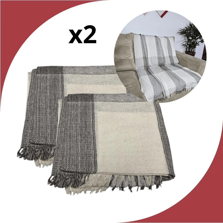 Set Of 2 Luxury Giant Sofa Throws 120x210 Decorative Protective Sofa Covers - 咖啡色和白色 - 查看 1