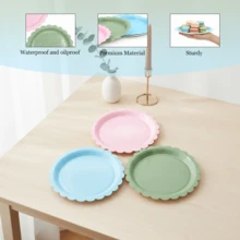 50/30/20pcs 7-Inch Disposable Floral Paper Plates, Leak-Proof & Thick, 3-Second Cleanup, Party/Camping/Picnic/Graduation/Birthday/Holiday/New Year/Valentine's Day Tableware - Lace In Multiple Colors - View 3