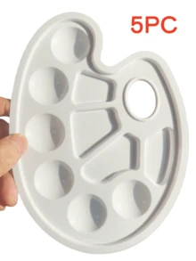 5pcs/10pcs/20pcs[Best Seller]10-Well Oval Color Mixing Palette, Professional Grade Painting Color Tray, Watercolor Oil Acrylic Multi-Purpose, Art Student & Artist Tool, Portable Spill-Proof Plastic Material, 1pc - 6+4 Color Palette - View 6