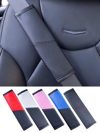 Leather Car Seat Belt Shoulder Pads, Thickened Comfortable Durable Carbon Fiber Material, Suitable For All Vehicle Models