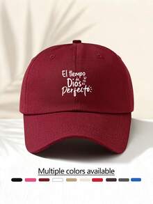 1pc Spanish Inspirational Quote "Time God Of Perfection" Pattern Summer Sun Protection Baseball Cap, Minimalist & Fashionable Adjustable Baseball Hat, Unisex Outdoor Sun Shading Cap, Dad Hat - Multicolor - View 5