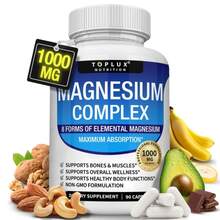 3PACK Toplux Nutrition Magnesium Complex 1000mg Supports 8 Elemental Magnesium. - 1 - 查看 9