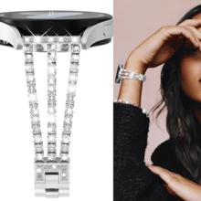 1pc Zinc Alloy Rhinestone 22mm 20mm Band Metal Strap For Samsung Galaxy Watch 3 Active 2 Gear S2 S3 40mm 44mm Classic 43mm 47mm Band 46mm Watch GT 2 3 Pro GTR  Ticwatch Fossil Smartwatch Relief Design Women Men - 銀色 - 查看 10